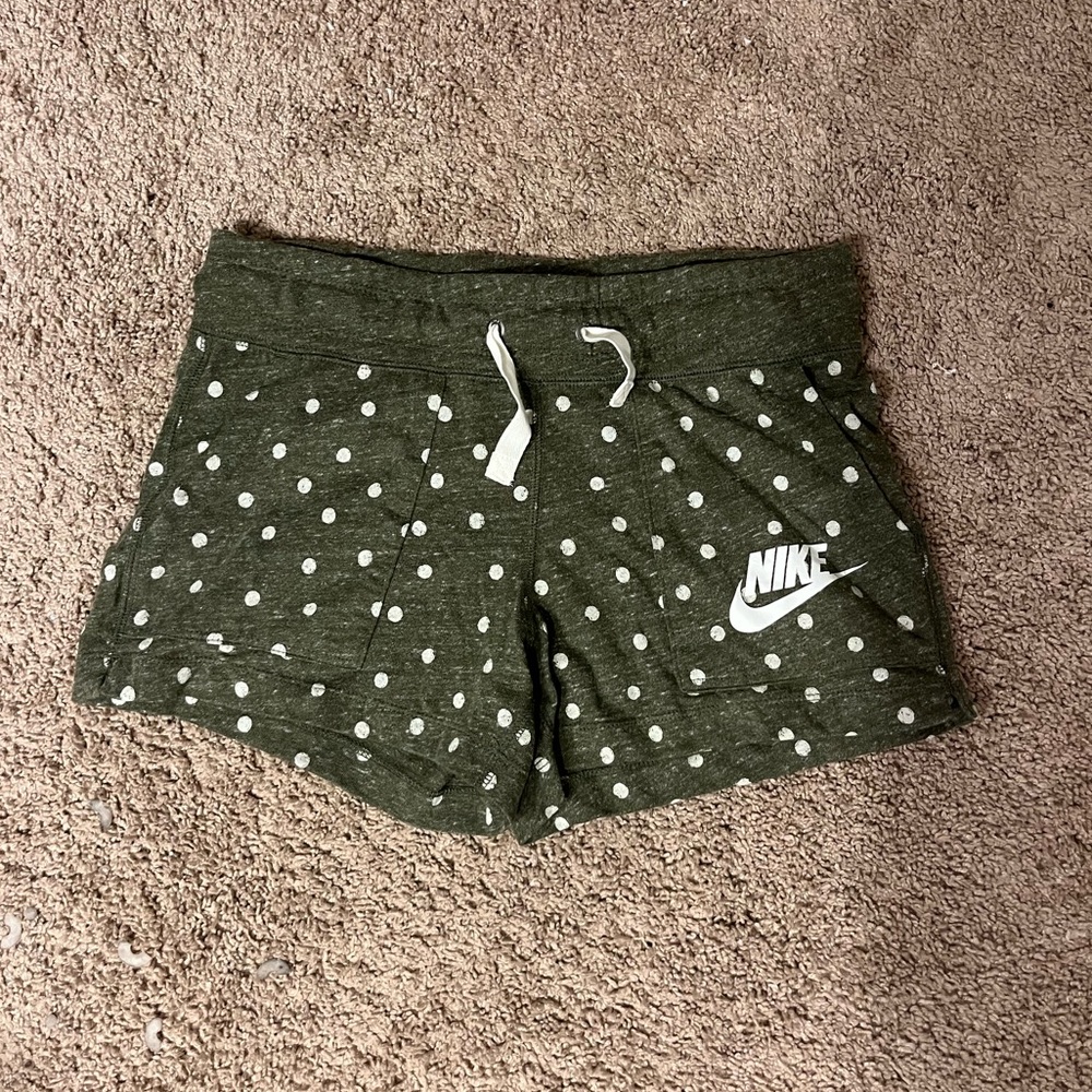 Green Polka-dot Nike Sweatpant Shorts With Pockets, Size Small